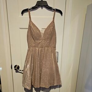 B Darlin champagne pink sparkle dress